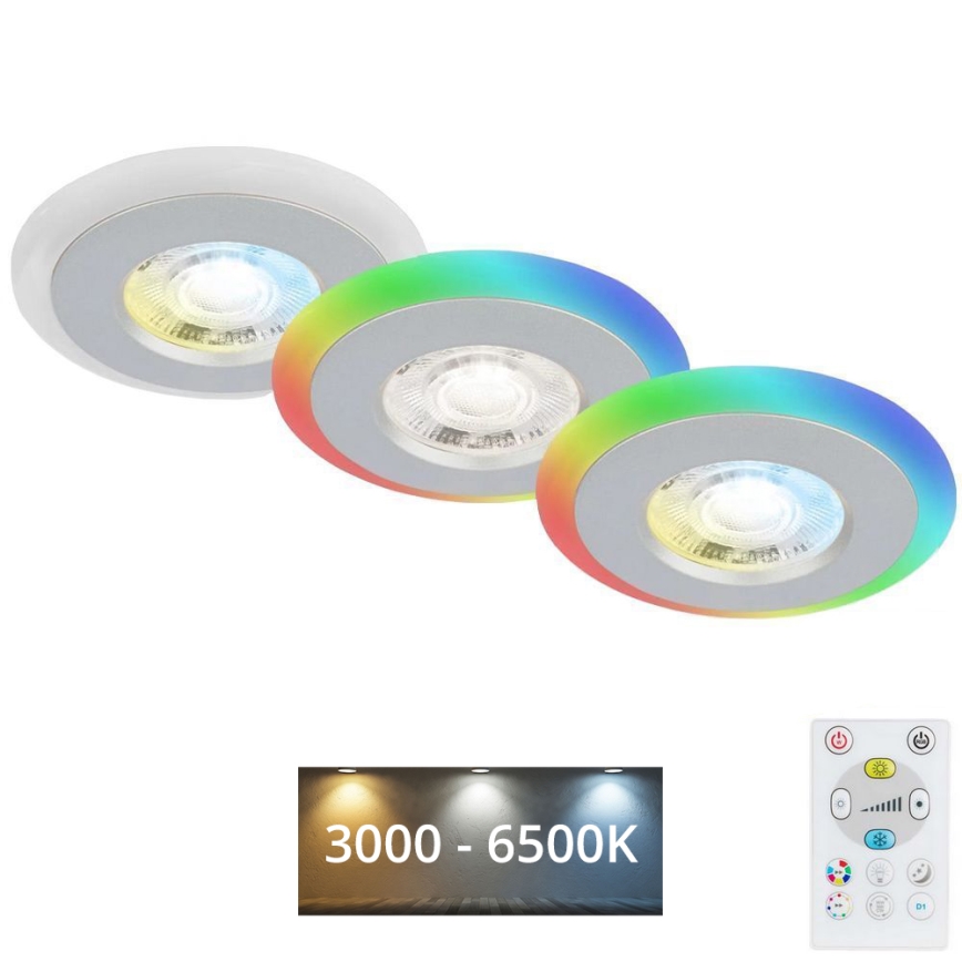 Briloner - KOMPLEKTS 3x LED RGBW Aptumšojama vannas istabas piekaramo griestu lampa LED/5W/230V 3000-6500K IP44 + tālvadības pults