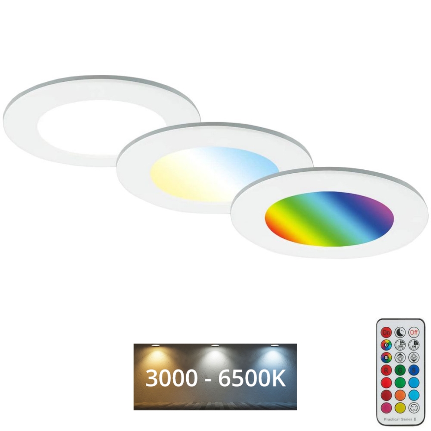 Briloner - KOMPLEKTS 3x RGBW LED Aptumšojama iegremdējama vannas istabas lampa LED/4,8W/230V 3000-6500K IP65 + tālvadības pults