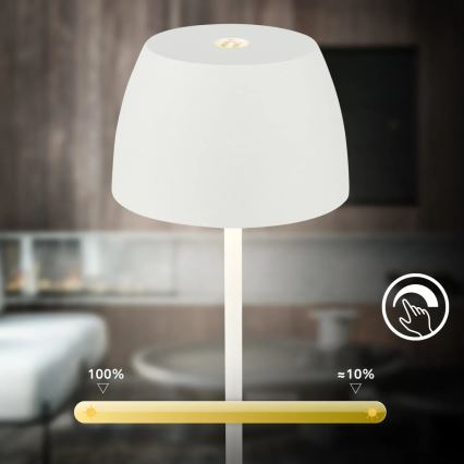Briloner  - LED regulējama, uzlādējama, ar skārienvadību āra galda lampa MINI LED/2,5W/5V IP44 1800 mAh balta