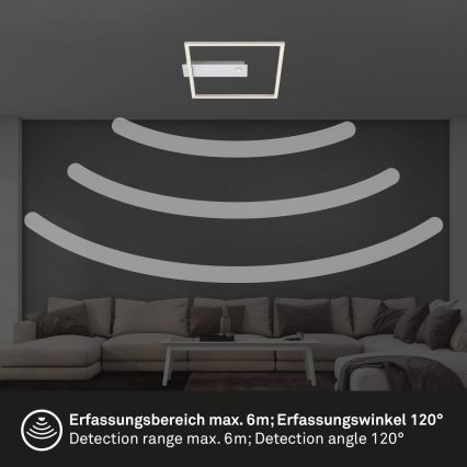 Briloner - LED griestu lampa ar kustību un krēslas sensoru FRAME LED/14W/230V 3000K 30x32 cm matēts hroms