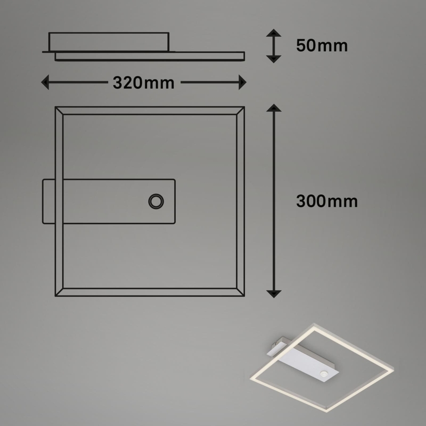 Briloner - LED griestu lampa ar kustību un krēslas sensoru FRAME LED/14W/230V 3000K 30x32 cm matēts hroms