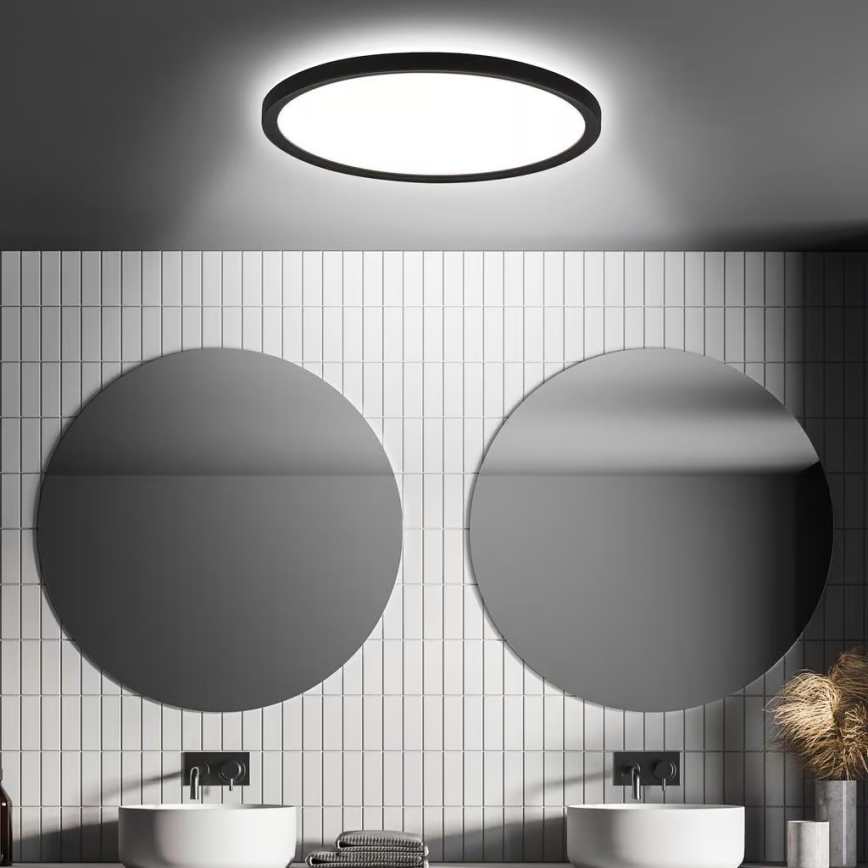 Briloner - LED vannas istabas griestu gaismeklis ar kustības sensoru MOVE LED/18W/230V IP44 Ø 29 cm melns
