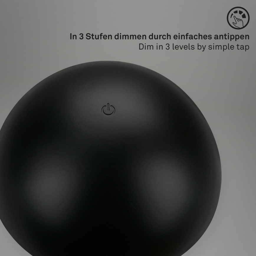Briloner - LED ar regulējamu spilgtumu, uzlādējama āra galda lampa ar skārienvadību LED/2,6W/5V 3000K IP44 2000 mAh melna
