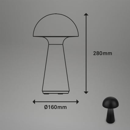 Briloner - LED ar regulējamu spilgtumu, uzlādējama āra galda lampa ar skārienvadību LED/2,6W/5V 3000K IP44 2000 mAh melna