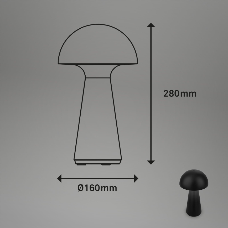 Briloner - LED ar regulējamu spilgtumu, uzlādējama āra galda lampa ar skārienvadību LED/2,6W/5V 3000K IP44 2000 mAh melna