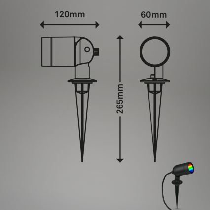 Briloner - LED RGBW Regulējams āra gaismeklis LED/4,4W/230V 2700/4000/6500K IP44 Wi-Fi Tuya