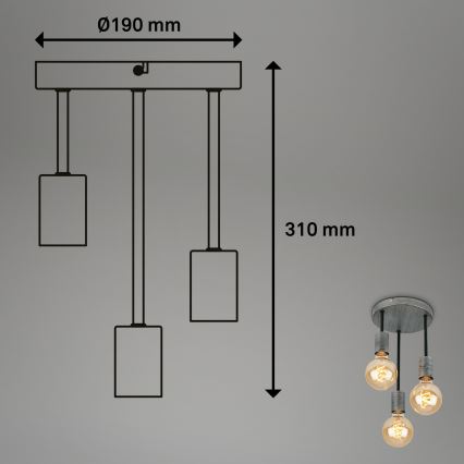 Briloner - Lustra ar auklu HENGA 3xE27/60W/230V