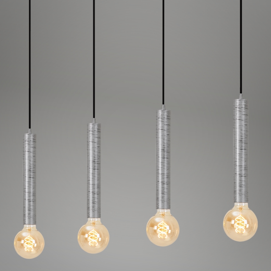 Briloner - Lustra ar auklu LONGA 4xE27/60W/230V sudraba