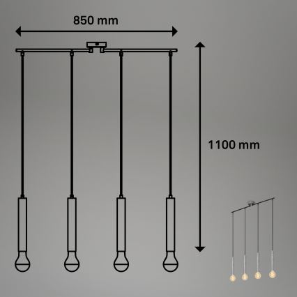 Briloner - Lustra ar auklu LONGA 4xE27/60W/230V sudraba