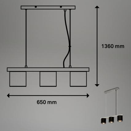 Briloner - Lustra ar auklu LURI 3xE14/25W/230V gumijkoks