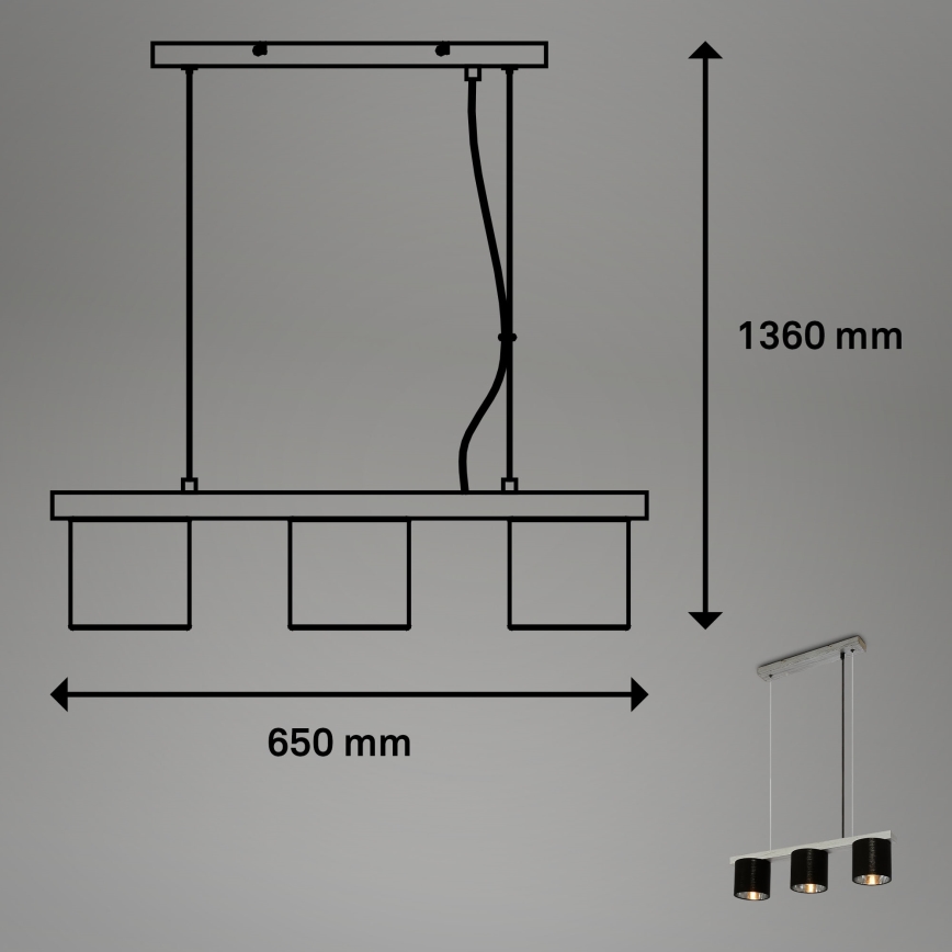 Briloner - Lustra ar auklu LURI 3xE14/25W/230V gumijkoks
