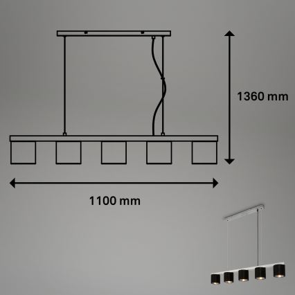 Briloner - Lustra ar auklu LURI 5xE14/25W/230V gumijkoks