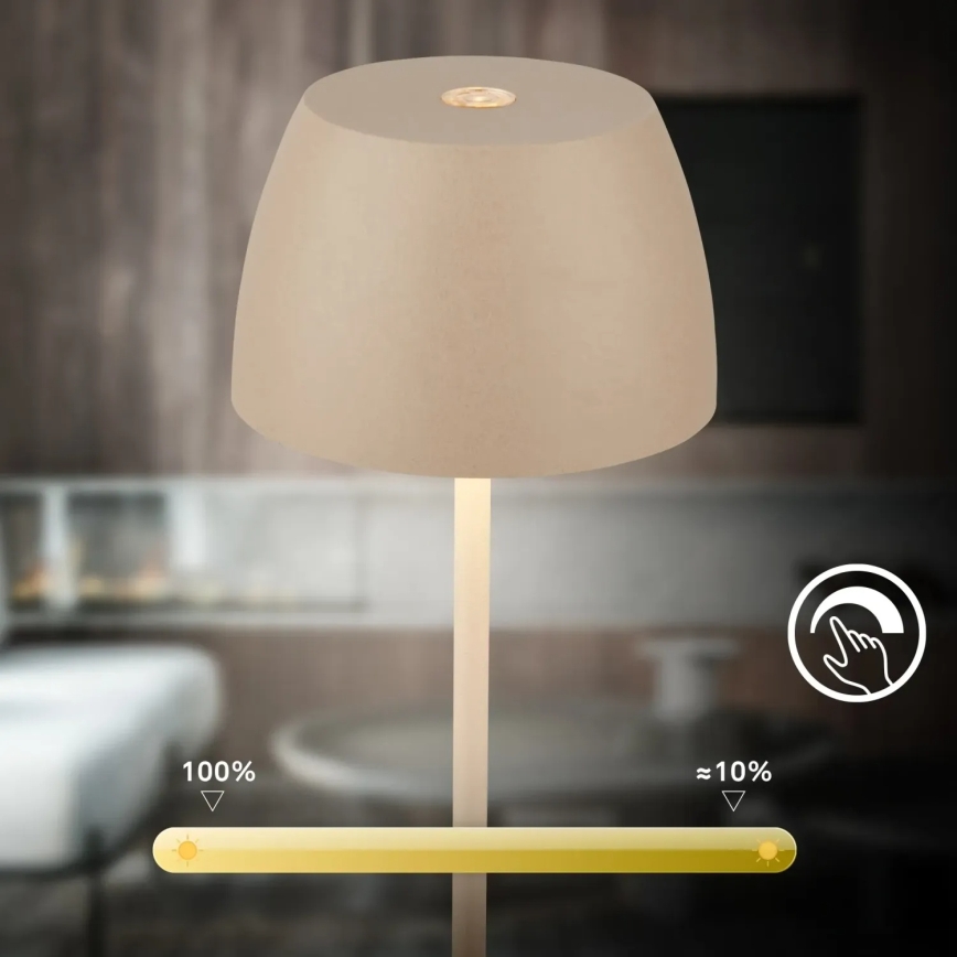 Briloner - LED regulējama uzlādējama skārienjutīga āra galda lampa MINI LED/2,5W/5V IP44 1800 mAh bēša