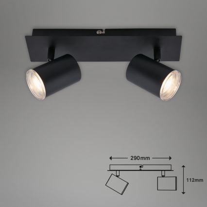 Briloner  10476221 - Vannas istabas starmetis 2xGU10/5W/230V IP44 melna