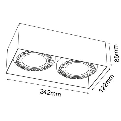 Brosline - punktveida gaismeklis 2xGU10/18W/230V melns
