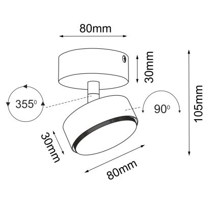 Brosline - Virziena gaismeklis 1xGX53/9W/230V melns