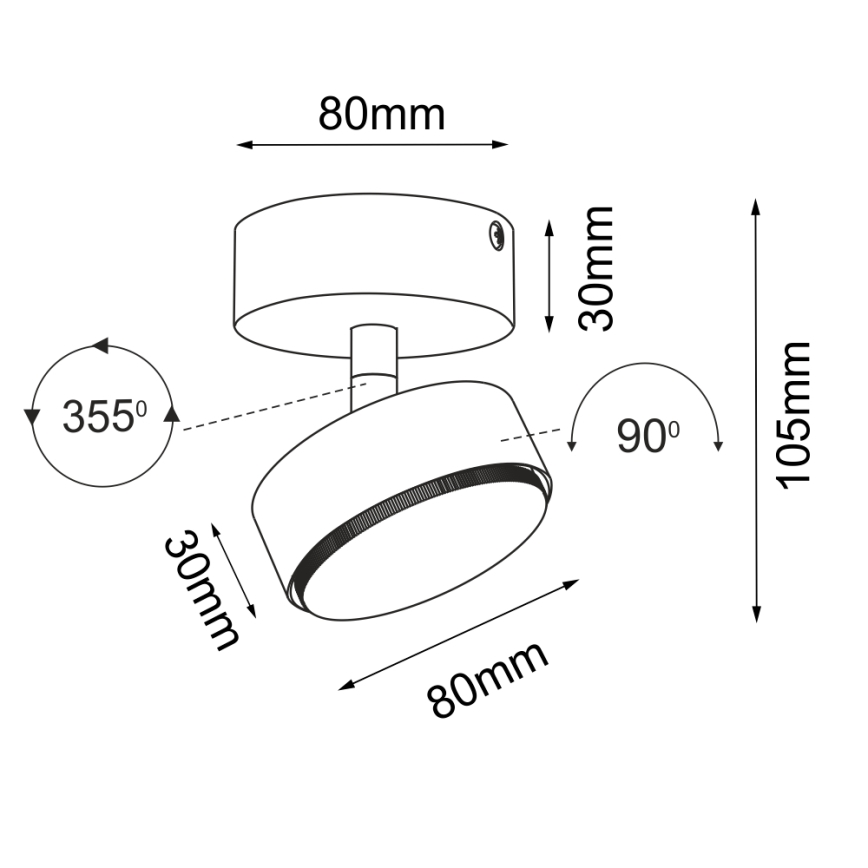 Brosline - Virziena gaismeklis 1xGX53/9W/230V melns