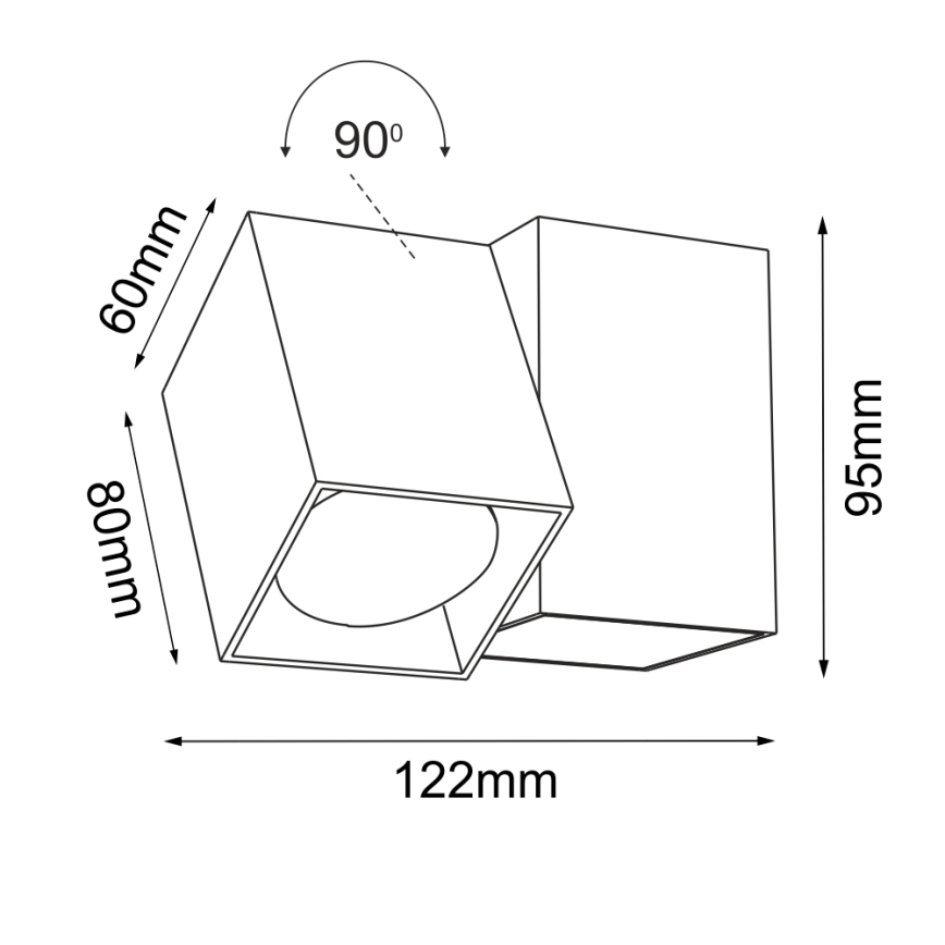 Brosline - sienas virziena gaismeklis 1xGU10/10W/230V melns
