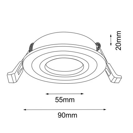 Brosline - Iebūvējamais griestu gaismeklis 1xGU10/10W/230V melns