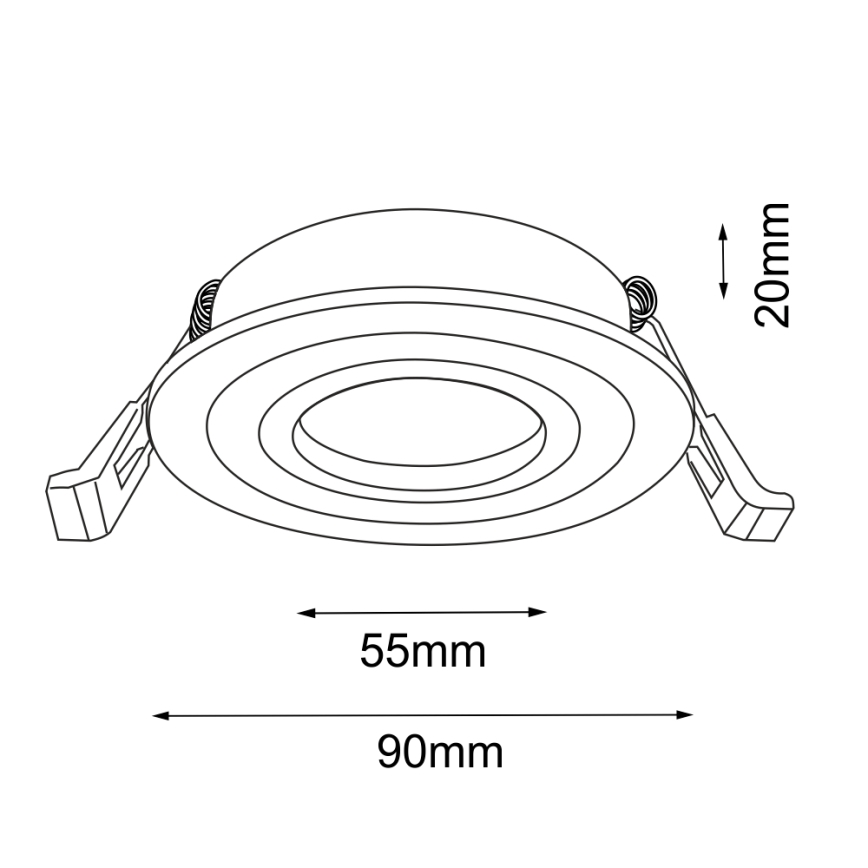 Brosline - Iebūvējamais griestu gaismeklis 1xGU10/10W/230V melns