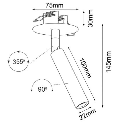 Brosline - Griestu iebūvējamais spot gaismeklis 1xG9/2,5W/230V melns
