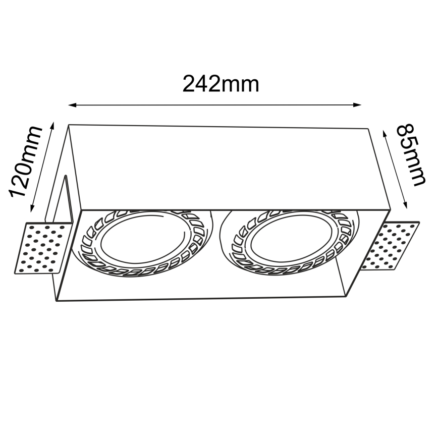 Brosline - Iebūvējamais griestu gaismeklis 2xGU10/18W/230V balts