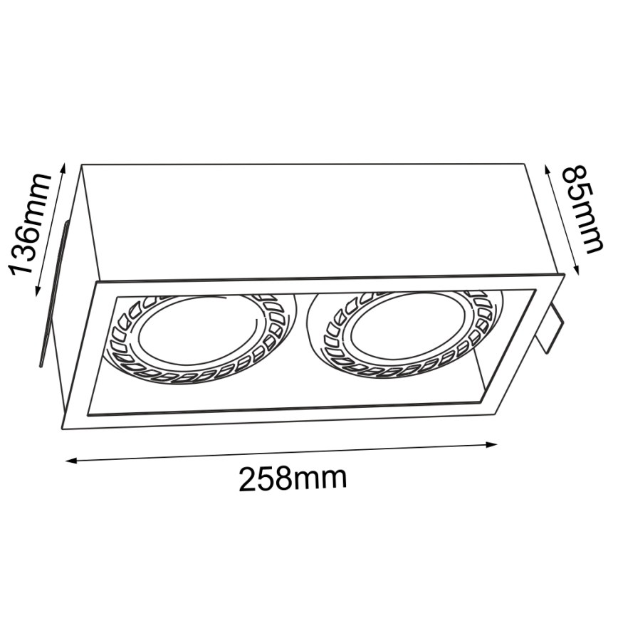 Brosline - Iebūvējamais griestu gaismeklis 2xGU10/18W/230V melns