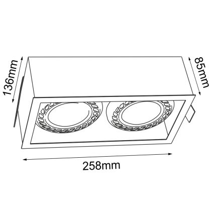 Brosline - Iebūvējamais griestu gaismeklis 2xGU10/18W/230V balts
