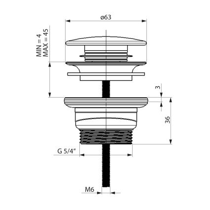 Bruckner - Izlietnes noteka CLICK-CLACK d. 6,3 cm nerūsējošs tērauds