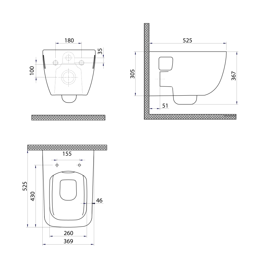 Bruckner - Pie sienas stiprināms tualetes pods Rimless WALTER keramika/balta