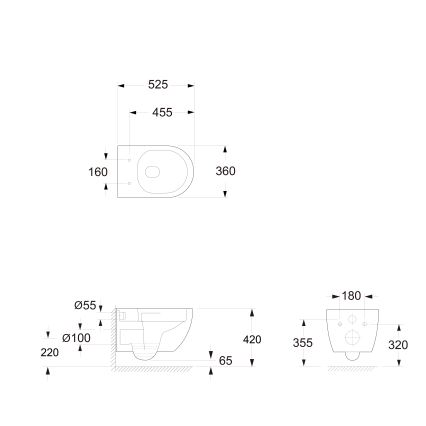 Bruckner - Pie sienas stiprināms tualetes pods Vortex Rimless FULDA keramika/balta