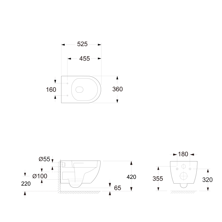 Bruckner - Pie sienas stiprināms tualetes pods Vortex Rimless FULDA keramika/balta