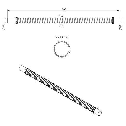 Bruckner - Pielāgojama savienojuma caurule 80 cm balta