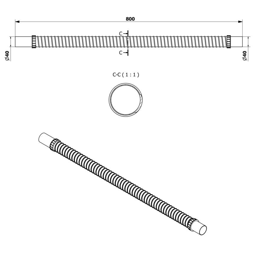 Bruckner - Pielāgojama savienojuma caurule 80 cm balta