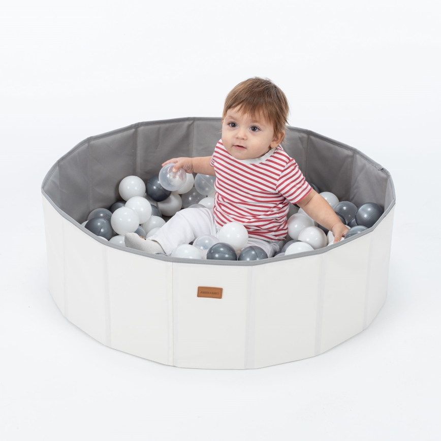 Bumbiņu baiseins bērniem d. 80 cm balta/pelēka