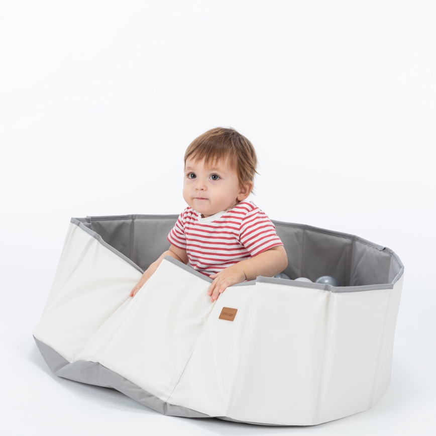 Bumbiņu baiseins bērniem d. 80 cm balta/pelēka