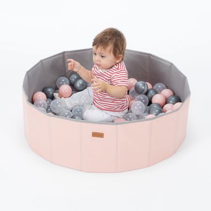 Bumbiņu baiseins bērniem d. 80 cm rozā/pelēka