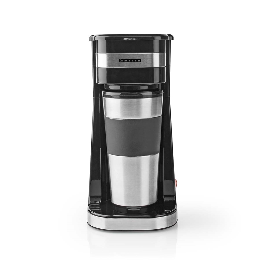 Butler - Kafijas automāts vienai krūzei 0,4 l ar ceļojuma krūzi 750W/230V nerūsējošais tērauds/melns