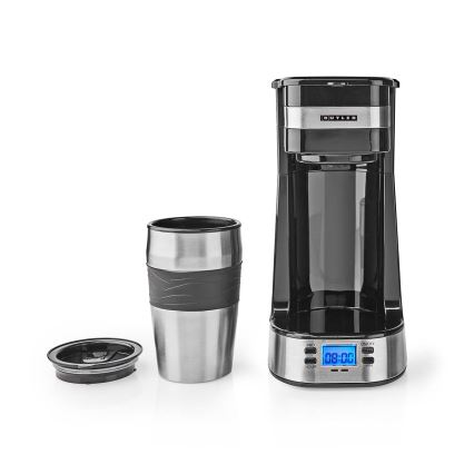Butler - kafijas automāts vienai tasītei 0,4 l ar taimeri un ceļojuma krūzi 750W/230V nerūsējošais tērauds/melns