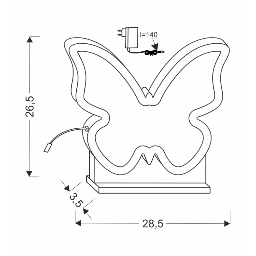 BUTTERFLY LED bērnu galda lampa LED/14W/230V rozā