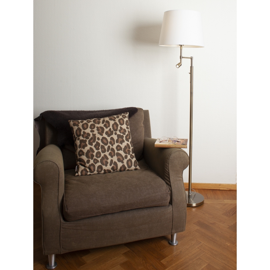 ByRydens - LED Grīdas stāvlampa ORLANDO 1xE27/5W/230V + LED/3W balta/bronza d. 36 cm