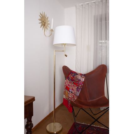 ByRydens - LED Grīdas stāvlampa ORLANDO 1xE27/5W/230V + LED/3W balta/zelta d. 36 cm