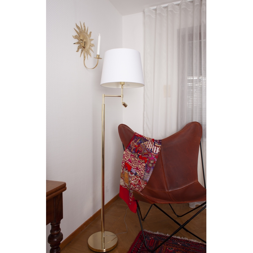 ByRydens - LED Grīdas stāvlampa ORLANDO 1xE27/5W/230V + LED/3W balta/zelta d. 36 cm