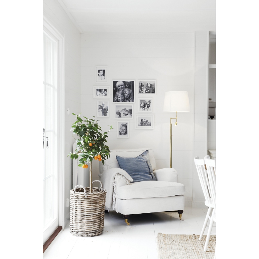 ByRydens - LED Grīdas stāvlampa ORLANDO 1xE27/5W/230V + LED/3W balta/zelta d. 36 cm
