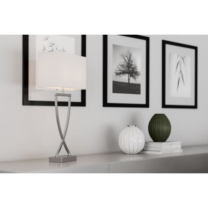 ByRydens - Galda lampa OMEGA 1xE27/5W/230V balta/spīdīgi hromēts