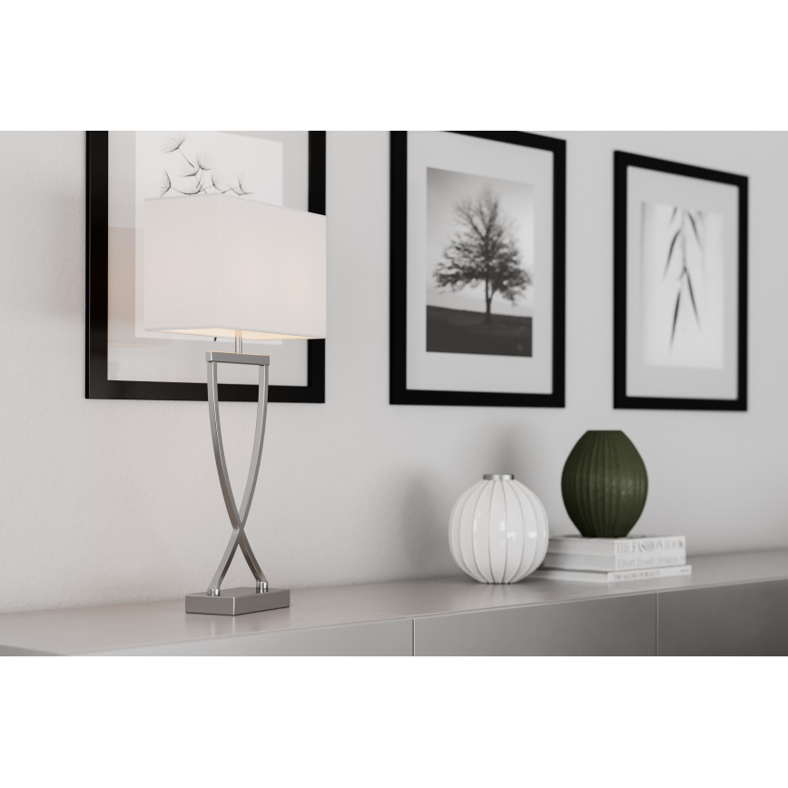 ByRydens - Galda lampa OMEGA 1xE27/5W/230V balta/spīdīgi hromēts