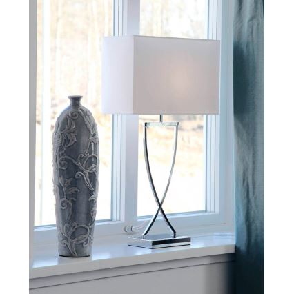 ByRydens - Galda lampa OMEGA 1xE27/5W/230V balta/spīdīgs hroms