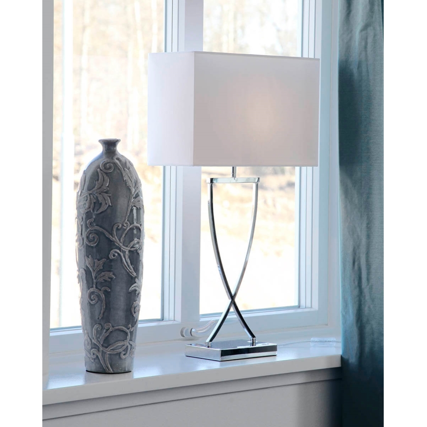 ByRydens - Galda lampa OMEGA 1xE27/5W/230V balta/spīdīgs hroms