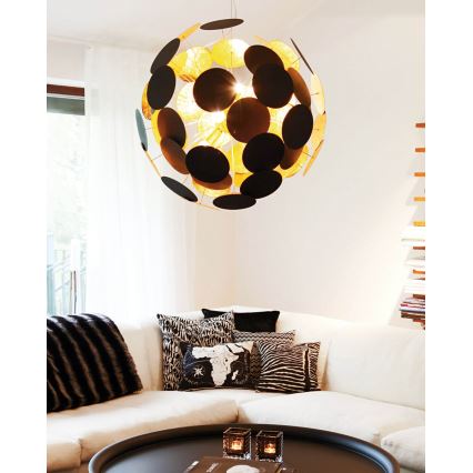 ByRydens - Lustra ar auklu PLANET 4xE14/5W/230V melna/zelta d. 50 cm