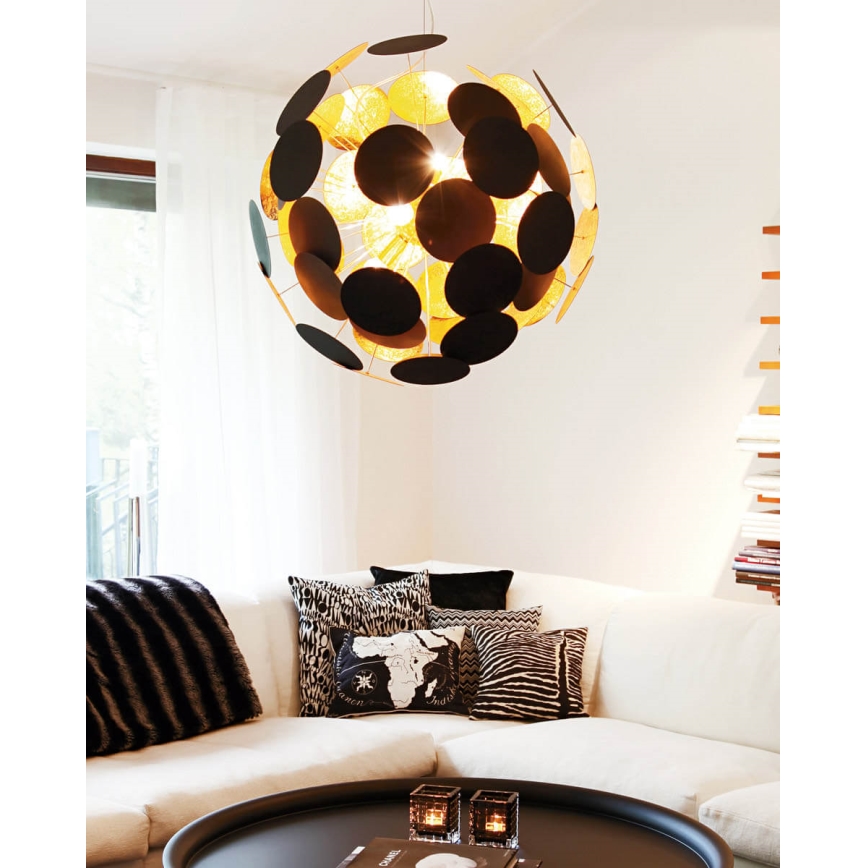 ByRydens - Lustra ar auklu PLANET 4xE14/5W/230V melna/zelta d. 50 cm